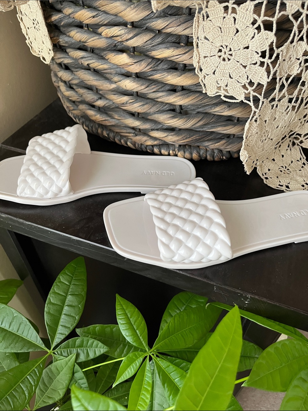 Old navy plastic white sandals
